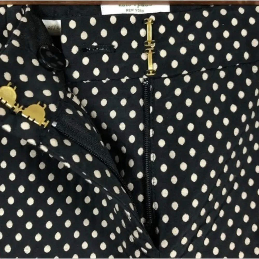 Kate Spade black and beige‎ cropped Polka Dot Margaux Pants size 2